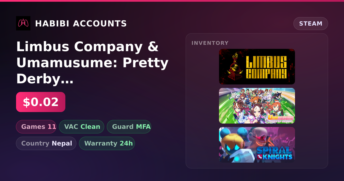 Limbus Company & Umamusume: Pretty Derby | 11 Games | Clean — HabibiAccounts