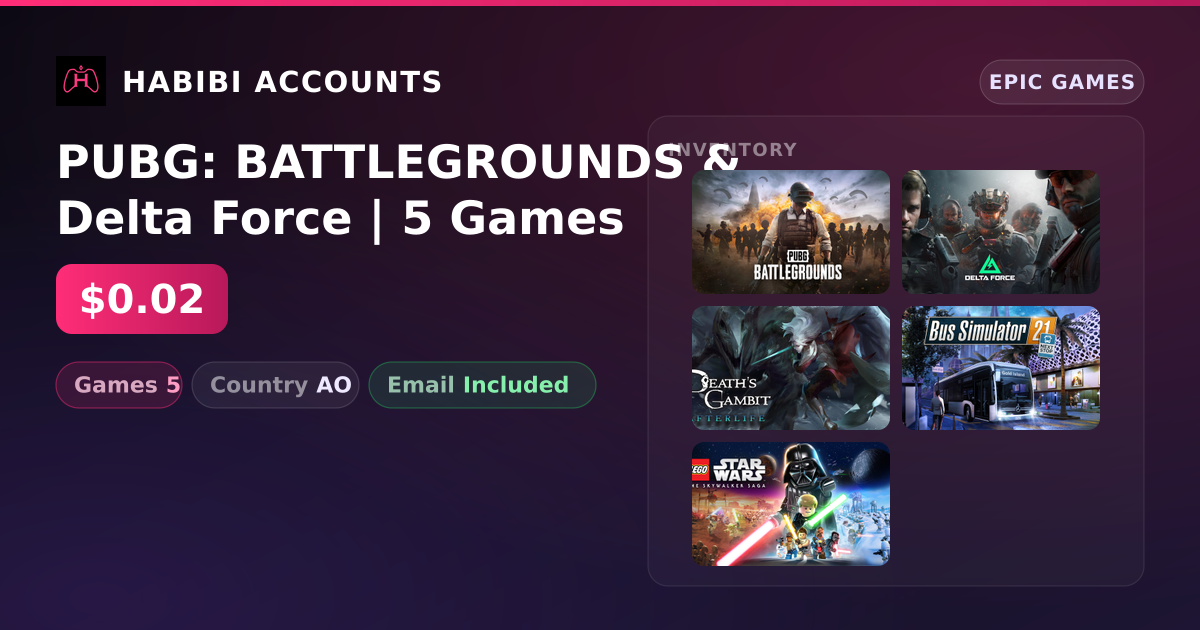 PUBG: BATTLEGROUNDS & Delta Force | 5 Games — HabibiAccounts