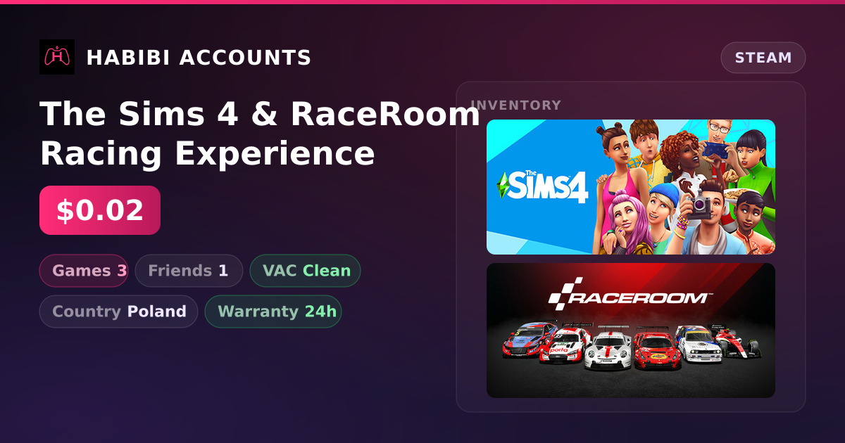 The Sims 4 & RaceRoom Racing Experience — HabibiAccounts