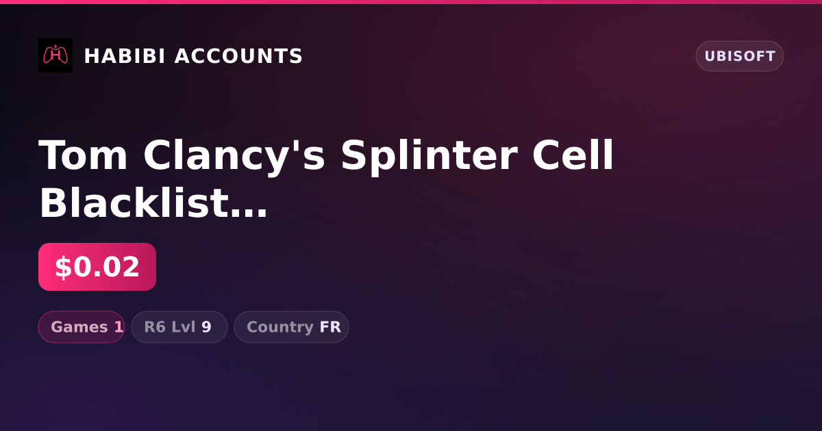 Tom Clancy's Splinter Cell Blacklist | 1 Games — HabibiAccounts