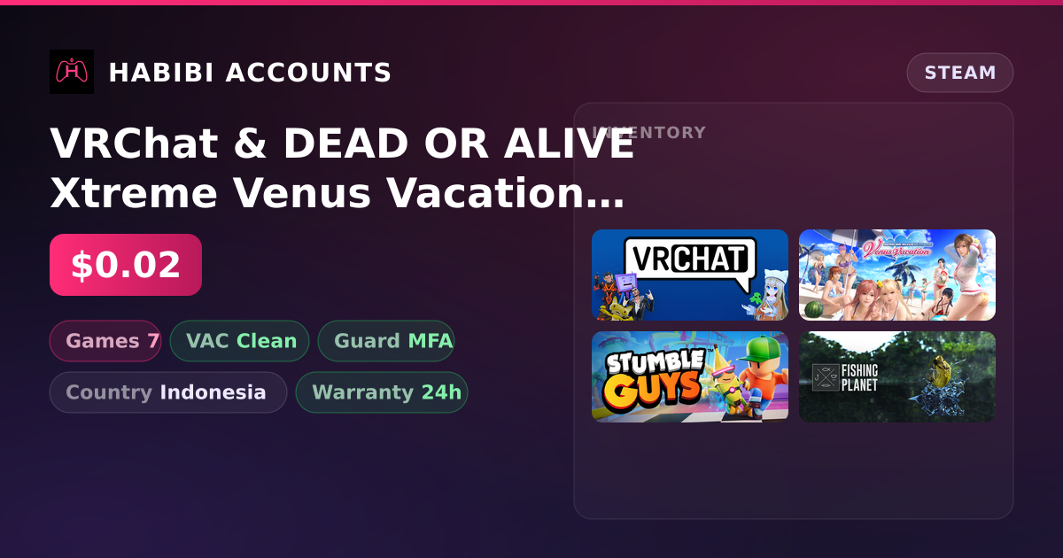 VRChat & DEAD OR ALIVE Xtreme Venus Vacation | Clean — HabibiAccounts