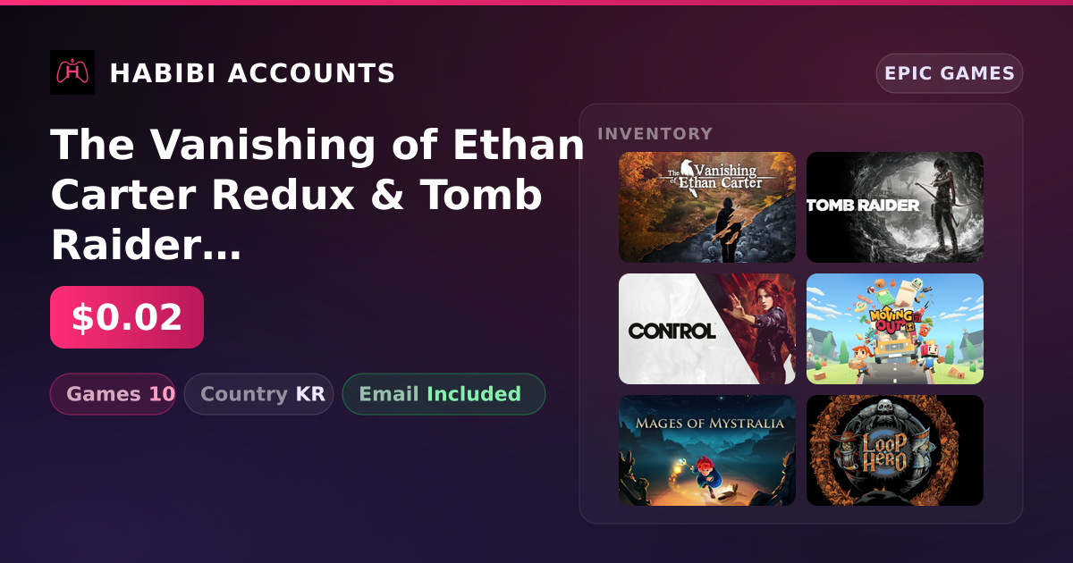 The Vanishing of Ethan Carter Redux & Tomb Raider GAME OF THE YEAR EDITION | 10 Games — HabibiAccounts