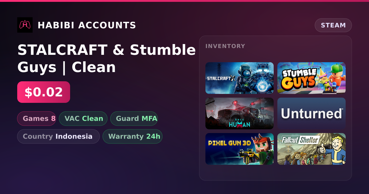 STALCRAFT & Stumble Guys | Clean — HabibiAccounts