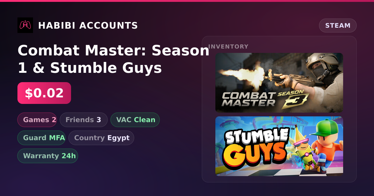 Combat Master: Season 1 & Stumble Guys — HabibiAccounts