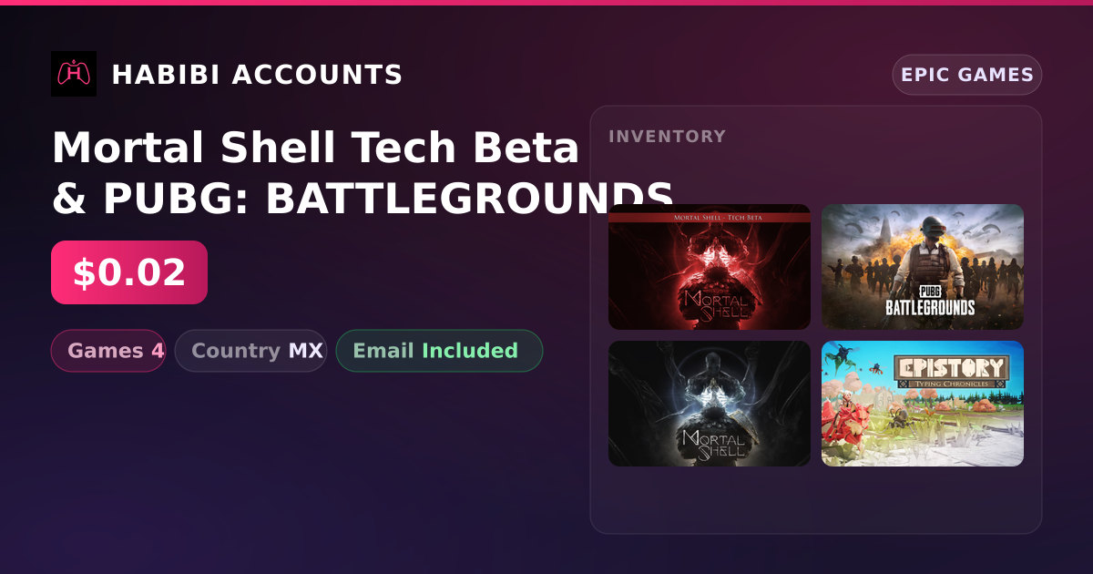 Mortal Shell Tech Beta & PUBG: BATTLEGROUNDS | 4 Games — HabibiAccounts