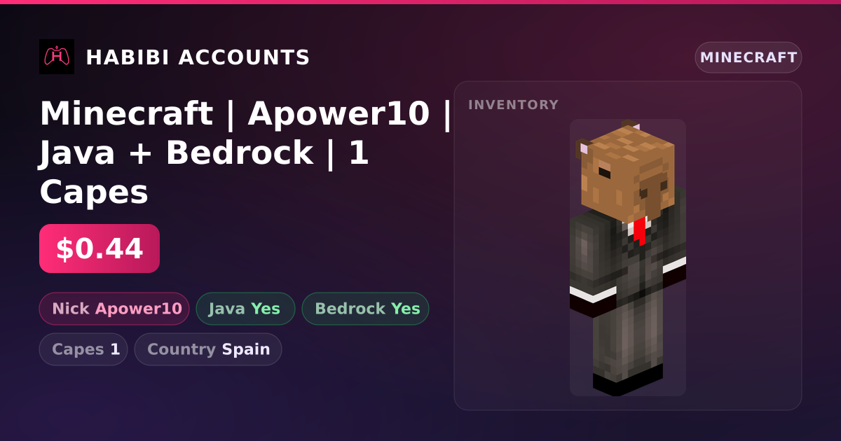 Minecraft | Apower10 | Java + Bedrock | 1 Capes — HabibiAccounts