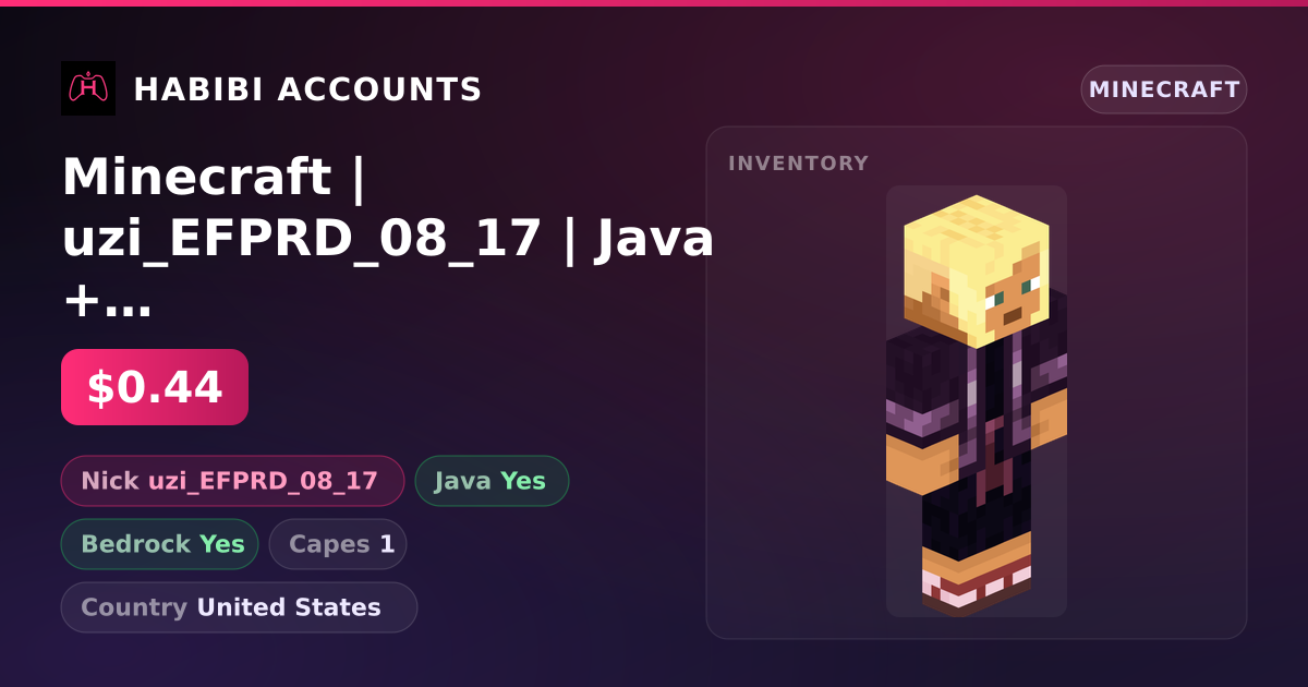 Minecraft | uzi_EFPRD_08_17 | Java + Bedrock | 1 Capes — HabibiAccounts