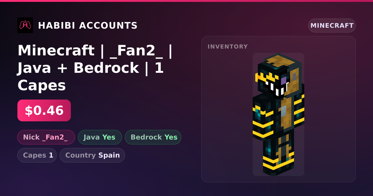 Minecraft | _Fan2_ | Java + Bedrock | 1 Capes — HabibiAccounts