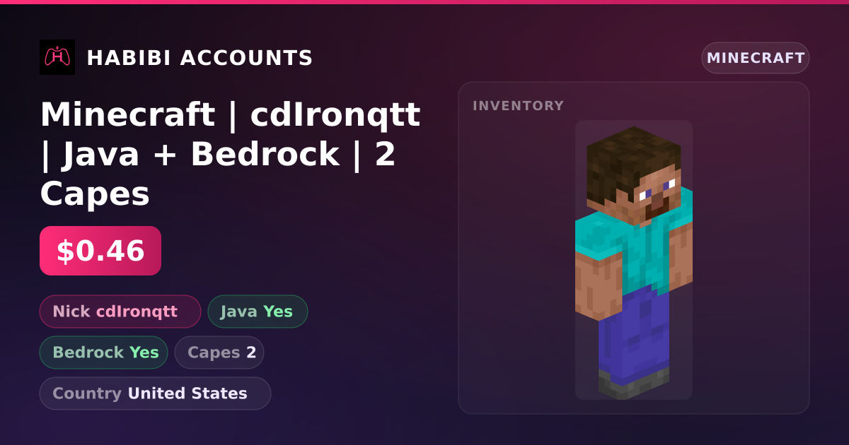 Minecraft | cdIronqtt | Java + Bedrock | 2 Capes — HabibiAccounts