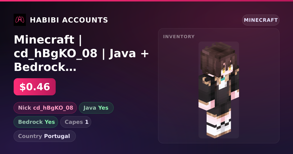 Minecraft | cd_hBgKO_08 | Java + Bedrock | 1 Capes — HabibiAccounts