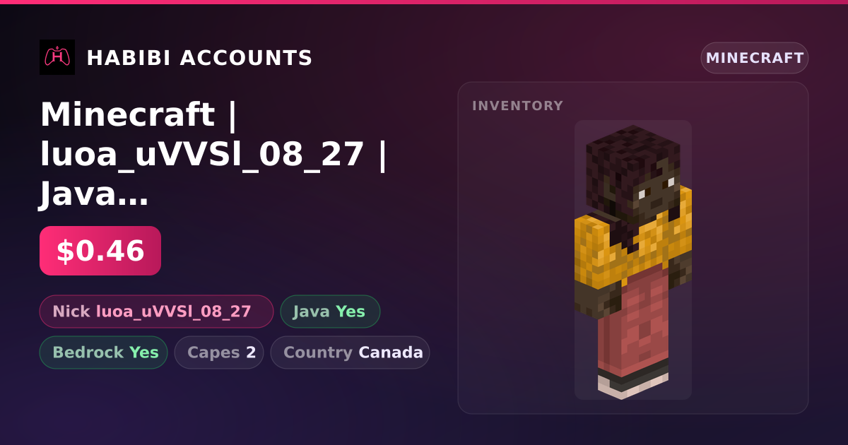 Minecraft | luoa_uVVSl_08_27 | Java + Bedrock | 2 Capes — HabibiAccounts