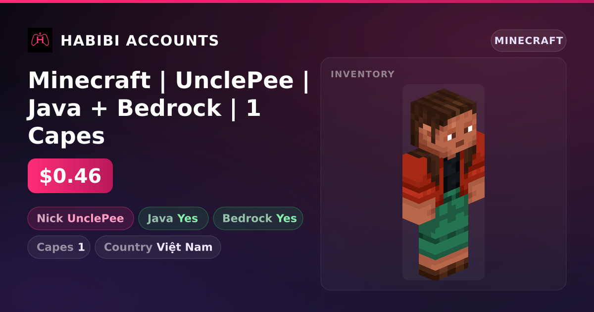 Minecraft | UnclePee | Java + Bedrock | 1 Capes — HabibiAccounts