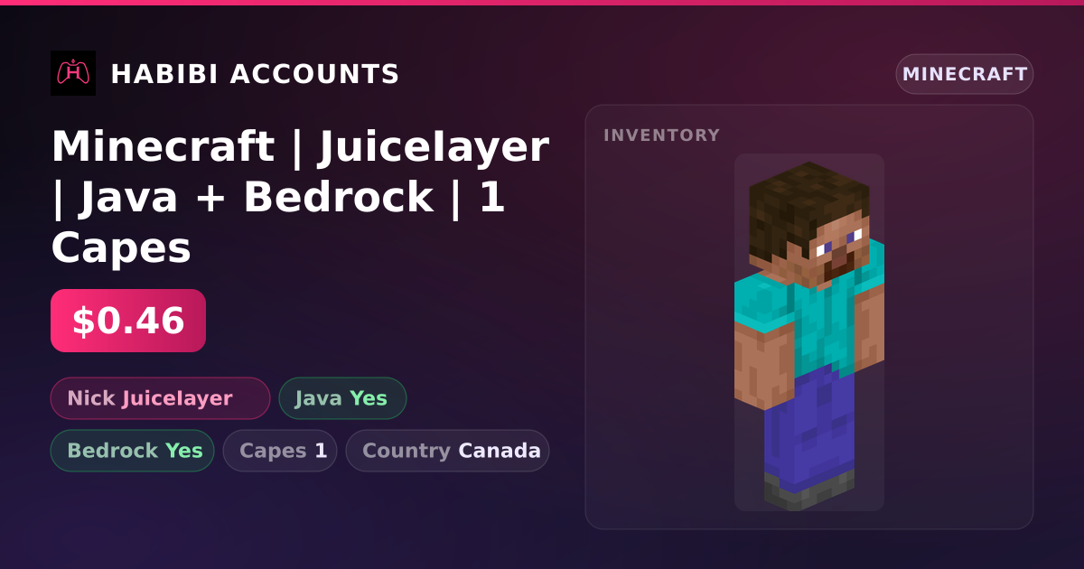 Minecraft | JuiceIayer | Java + Bedrock | 1 Capes — HabibiAccounts