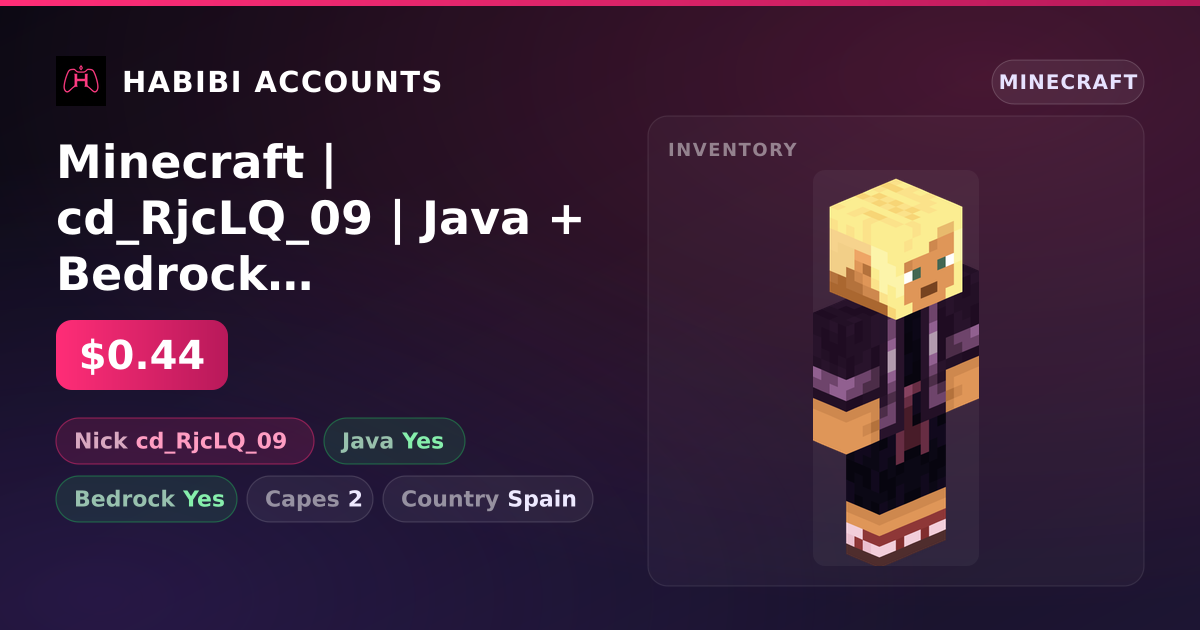 Minecraft | cd_RjcLQ_09 | Java + Bedrock | 2 Capes — HabibiAccounts
