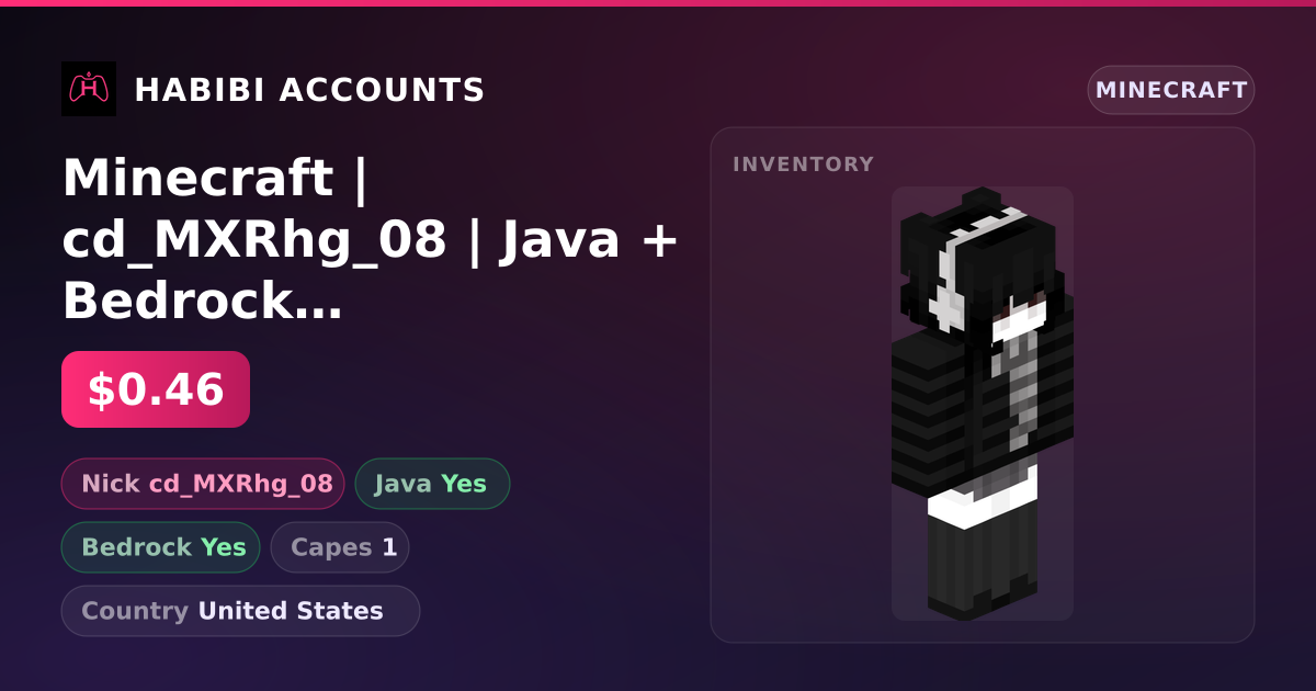 Minecraft | cd_MXRhg_08 | Java + Bedrock | 1 Capes — HabibiAccounts