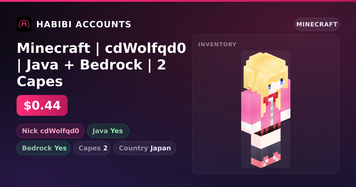 Minecraft | cdWolfqd0 | Java + Bedrock | 2 Capes — HabibiAccounts