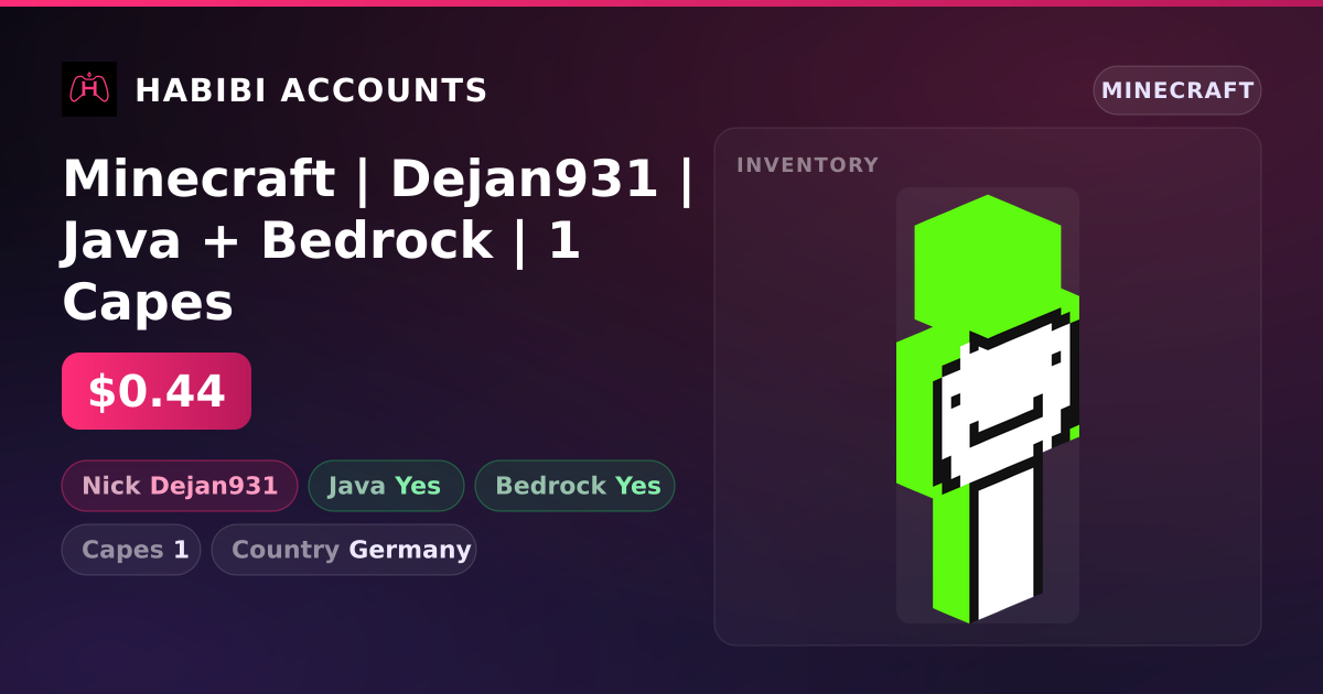 Minecraft | Dejan931 | Java + Bedrock | 1 Capes — HabibiAccounts
