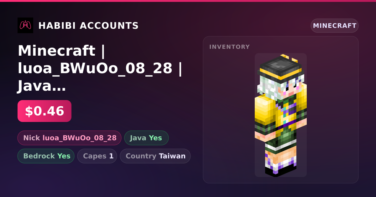 Minecraft | luoa_BWuOo_08_28 | Java + Bedrock | 1 Capes — HabibiAccounts