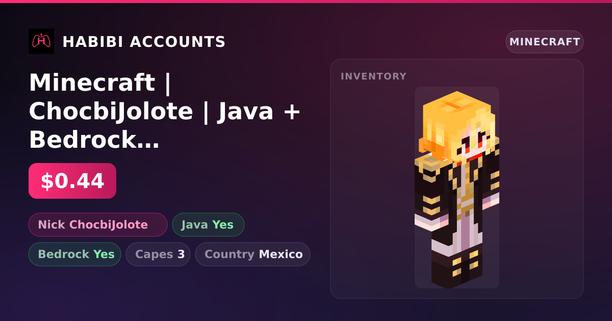Minecraft | ChocbiJolote | Java + Bedrock | 3 Capes — HabibiAccounts