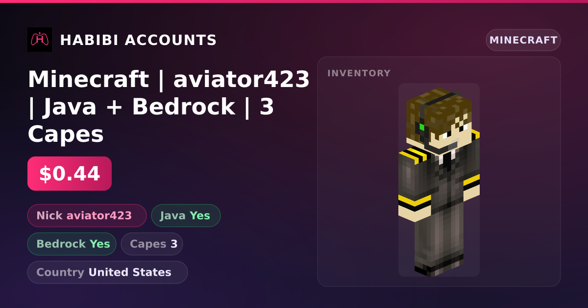 Minecraft | aviator423 | Java + Bedrock | 3 Capes — HabibiAccounts