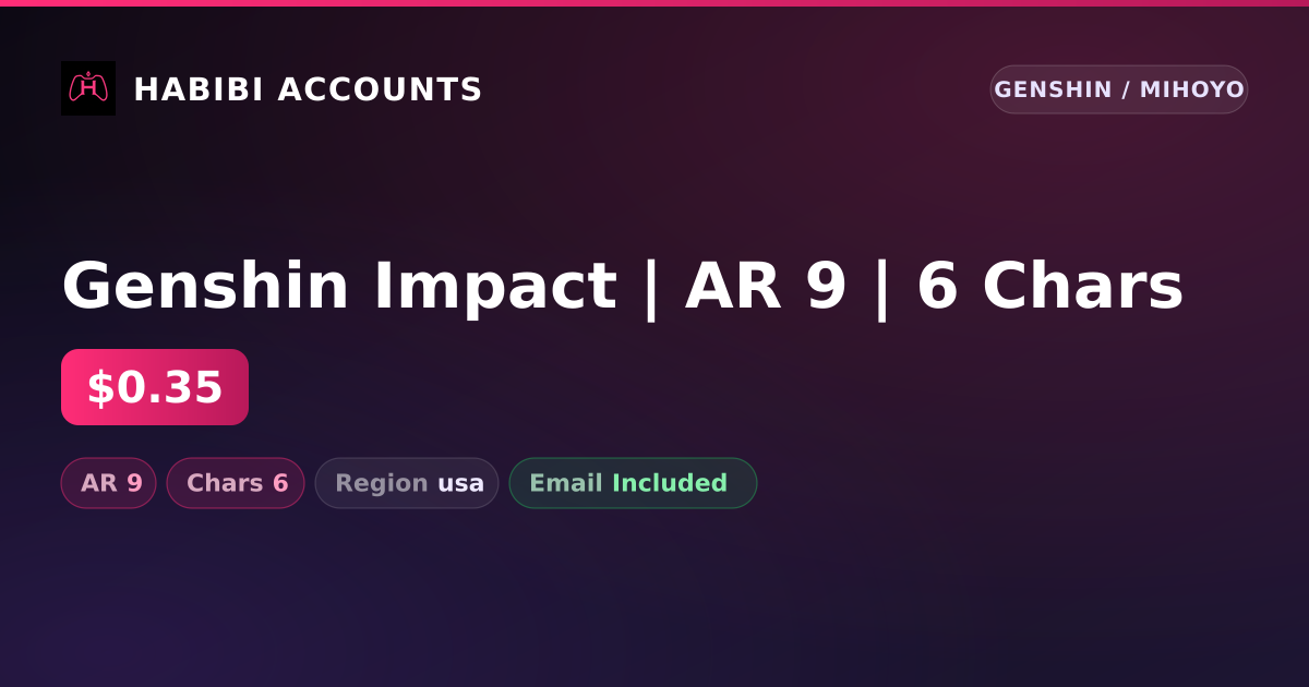 Genshin Impact | AR 9 | 6 Chars — HabibiAccounts