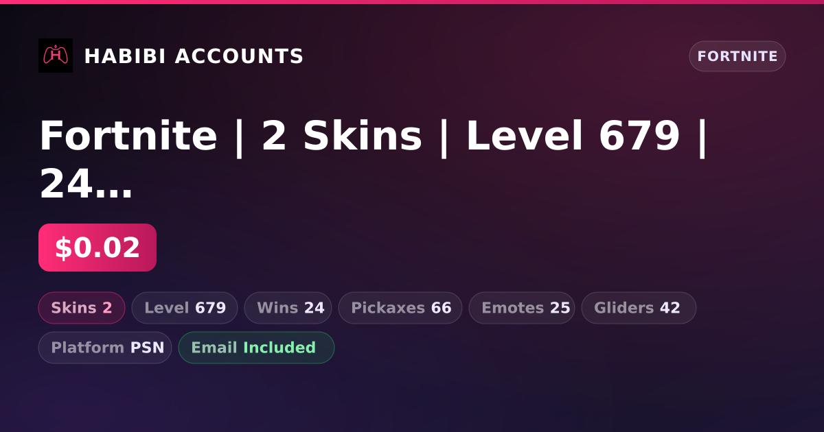 Fortnite | 2 Skins | Level 679 | 24 Wins — HabibiAccounts