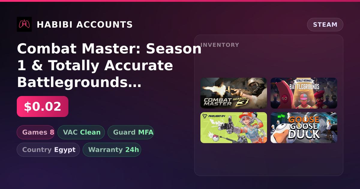 Combat Master: Season 1 & Totally Accurate Battlegrounds | Clean — HabibiAccounts