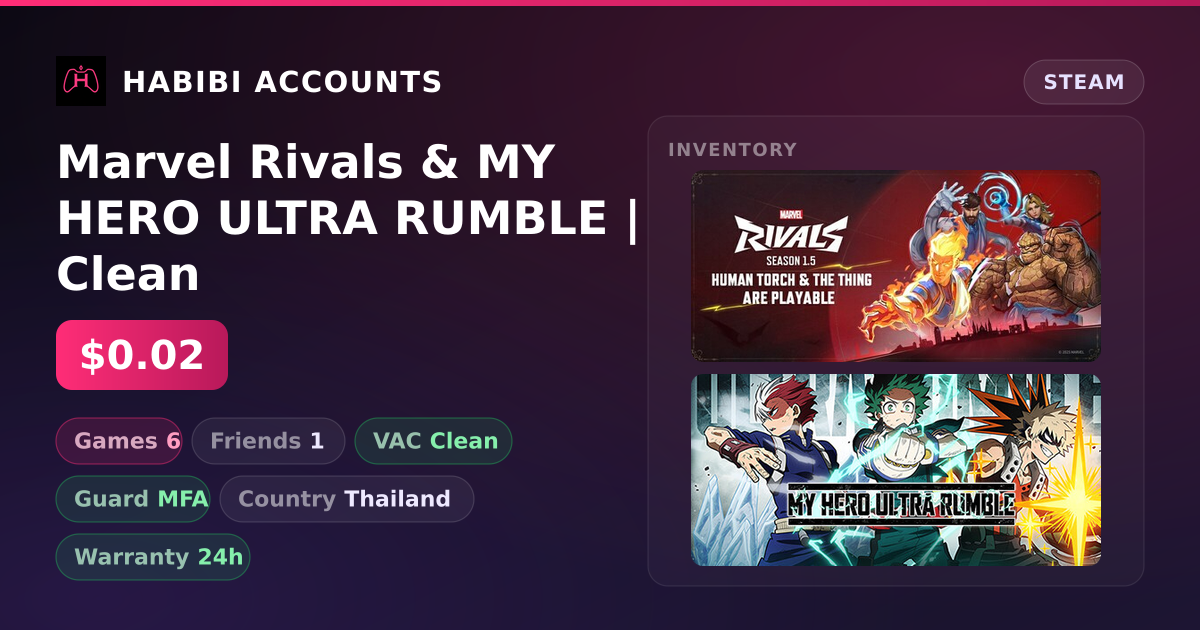 Marvel Rivals & MY HERO ULTRA RUMBLE | Clean — HabibiAccounts