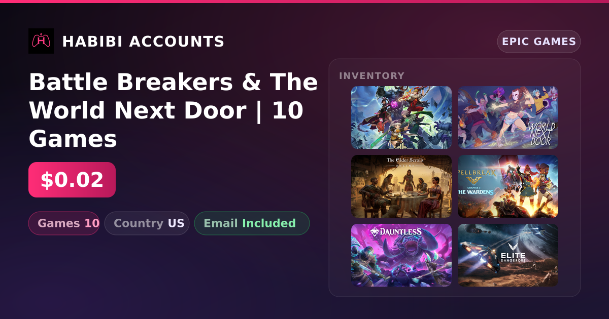 Battle Breakers & The World Next Door | 10 Games — HabibiAccounts