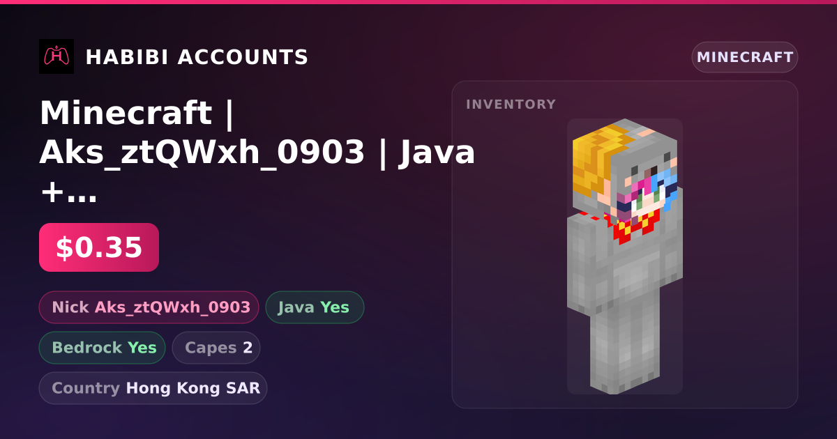 Minecraft | Aks_ztQWxh_0903 | Java + Bedrock | 2 Capes — HabibiAccounts