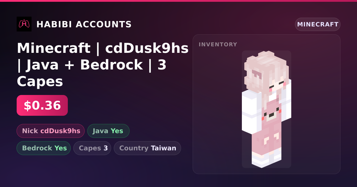 Minecraft | cdDusk9hs | Java + Bedrock | 3 Capes — HabibiAccounts