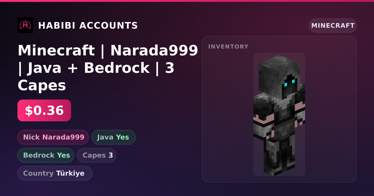 Minecraft | Narada999 | Java + Bedrock | 3 Capes — HabibiAccounts