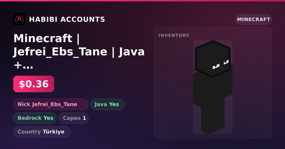 Minecraft | Jefrei_Ebs_Tane | Java + Bedrock | 1 Capes — HabibiAccounts