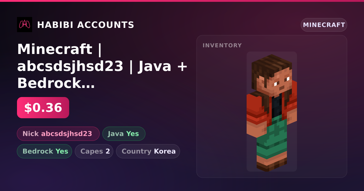 Minecraft | abcsdsjhsd23 | Java + Bedrock | 2 Capes — HabibiAccounts