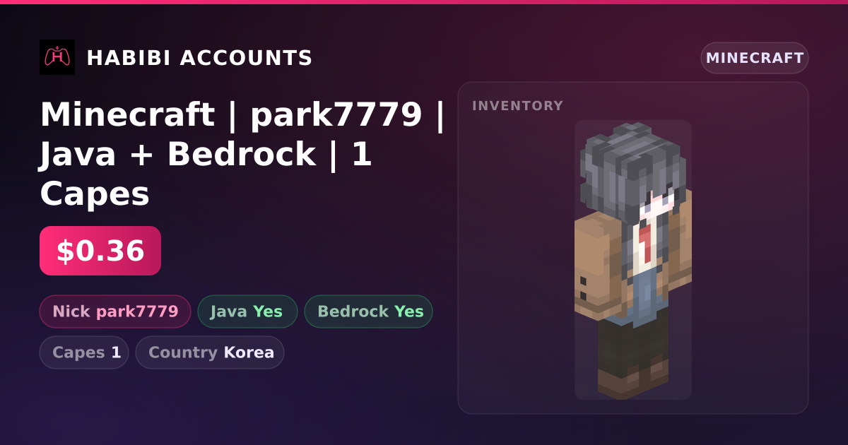 Minecraft | park7779 | Java + Bedrock | 1 Capes — HabibiAccounts