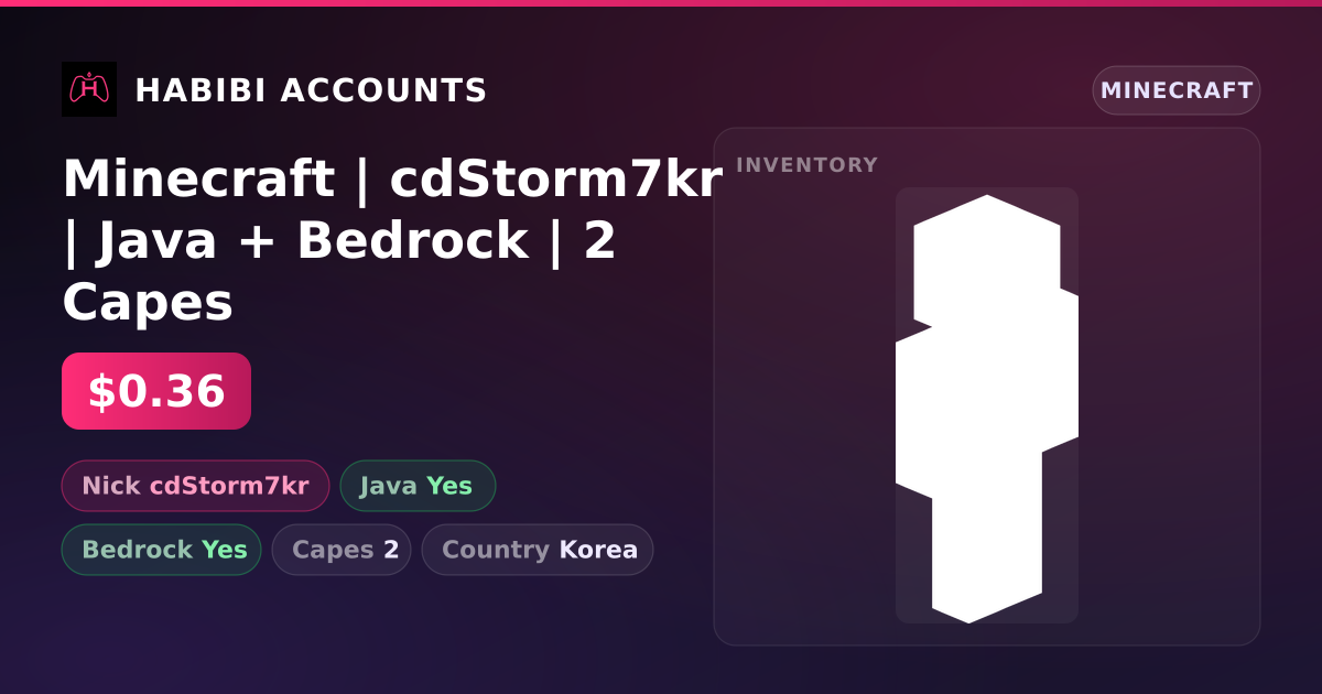 Minecraft | cdStorm7kr | Java + Bedrock | 2 Capes — HabibiAccounts
