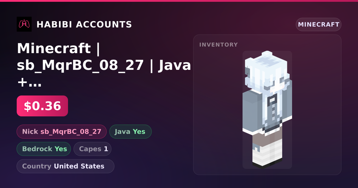 Minecraft | sb_MqrBC_08_27 | Java + Bedrock | 1 Capes — HabibiAccounts