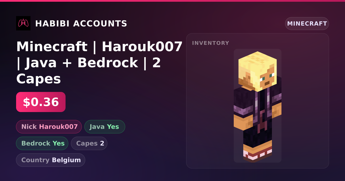 Minecraft | Harouk007 | Java + Bedrock | 2 Capes — HabibiAccounts
