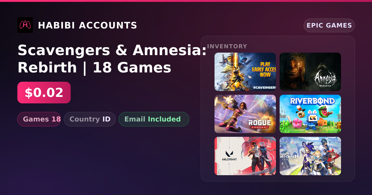Scavengers & Amnesia: Rebirth | 18 Games — HabibiAccounts