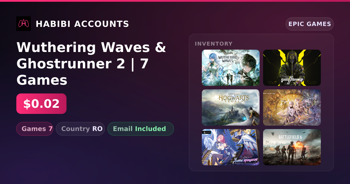 Wuthering Waves & Ghostrunner 2 | 7 Games — HabibiAccounts