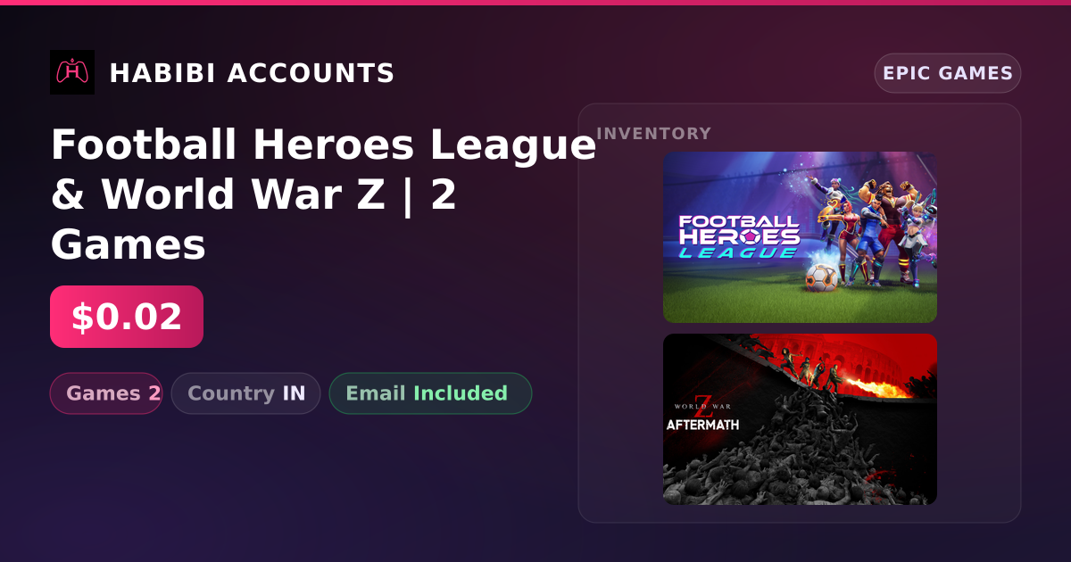 Football Heroes League & World War Z | 2 Games — HabibiAccounts