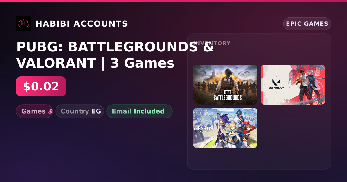 PUBG: BATTLEGROUNDS & VALORANT | 3 Games — HabibiAccounts