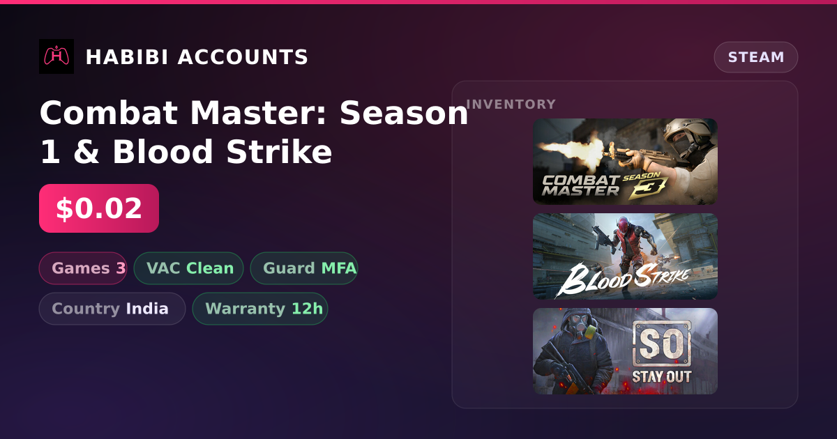 Combat Master: Season 1 & Blood Strike — HabibiAccounts
