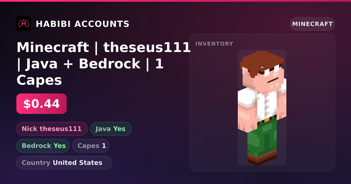 Minecraft | theseus111 | Java + Bedrock | 1 Capes — HabibiAccounts