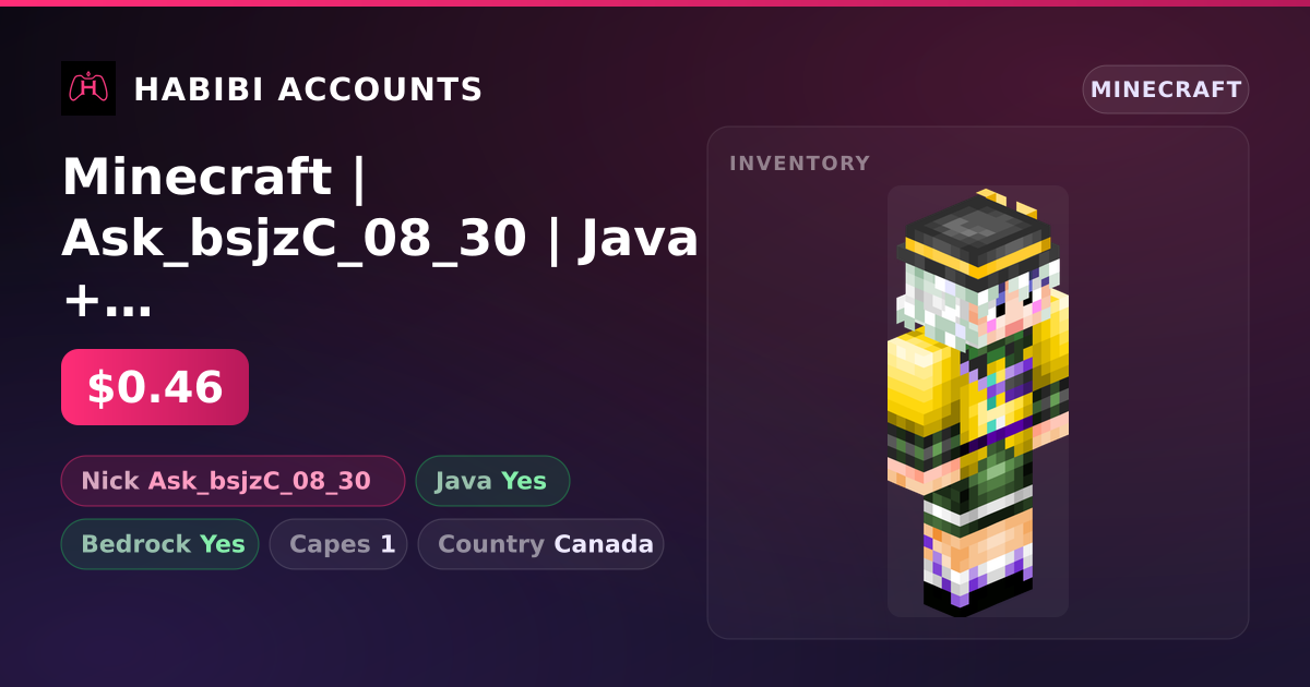 Minecraft | Ask_bsjzC_08_30 | Java + Bedrock | 1 Capes — HabibiAccounts