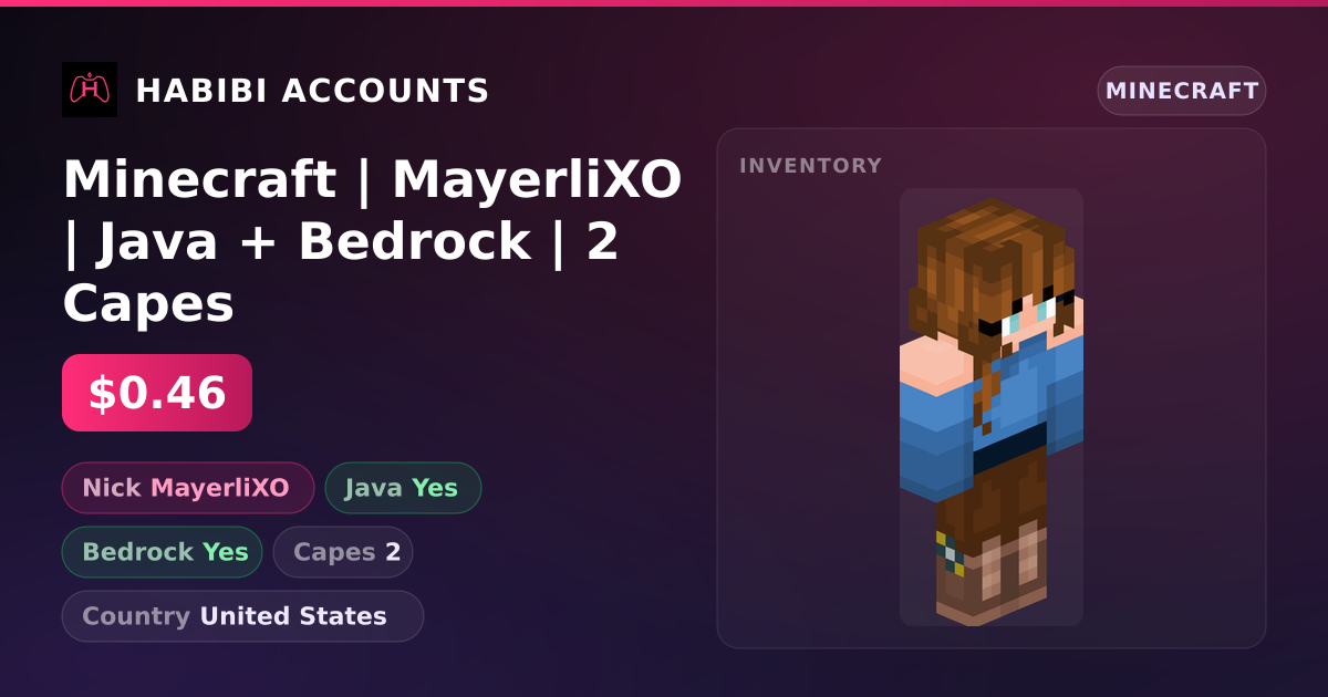 Minecraft | MayerliXO | Java + Bedrock | 2 Capes — HabibiAccounts