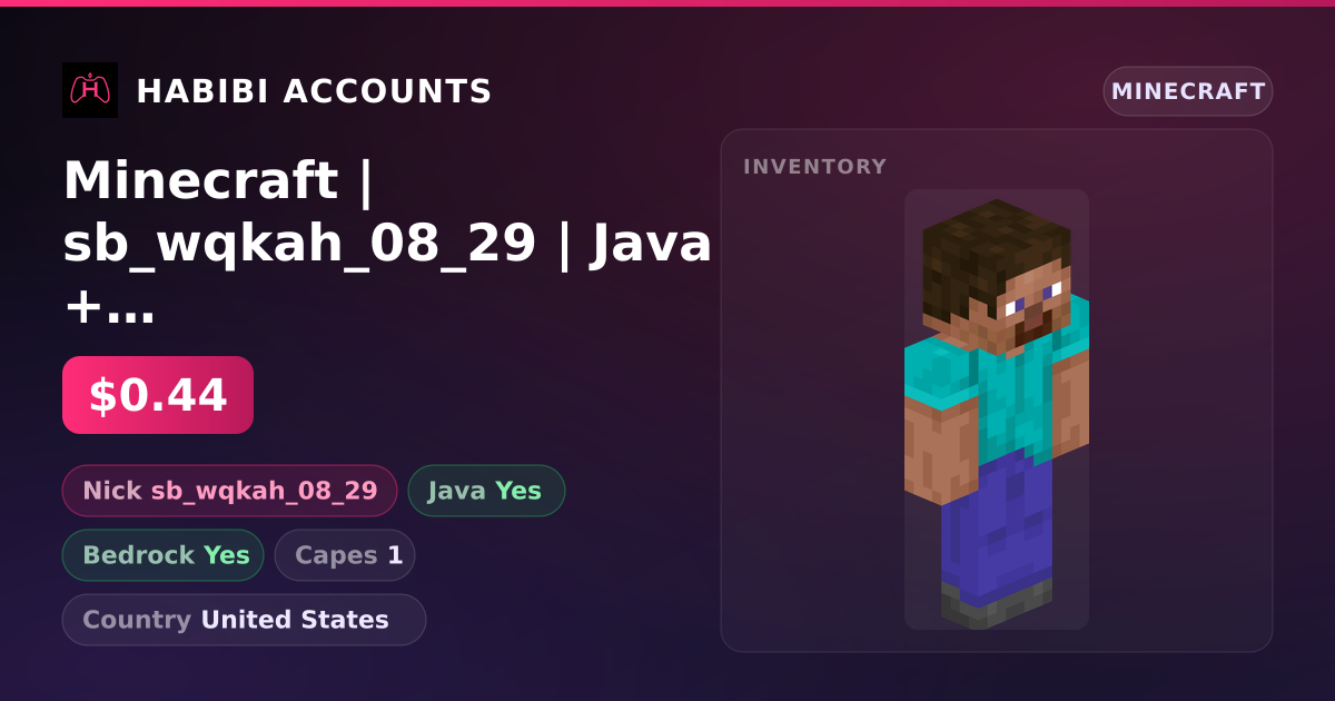 Minecraft | sb_wqkah_08_29 | Java + Bedrock | 1 Capes — HabibiAccounts