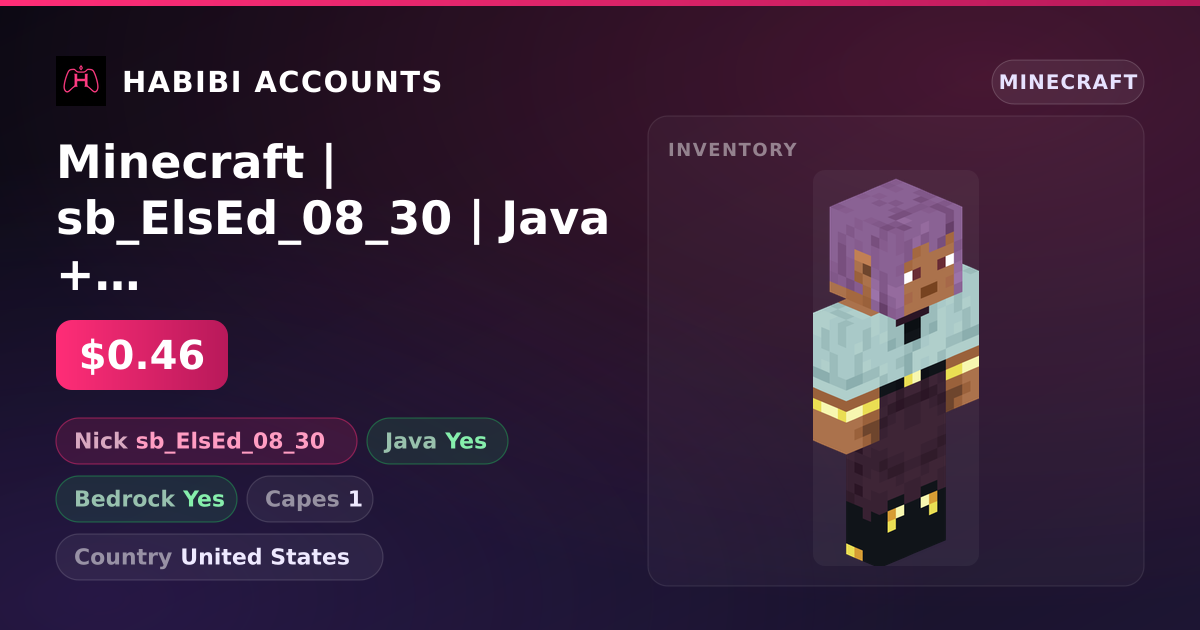 Minecraft | sb_ElsEd_08_30 | Java + Bedrock | 1 Capes — HabibiAccounts