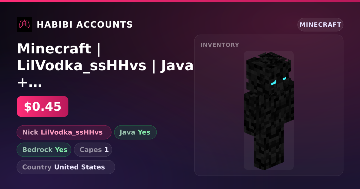 Minecraft | LilVodka_ssHHvs | Java + Bedrock | 1 Capes — HabibiAccounts