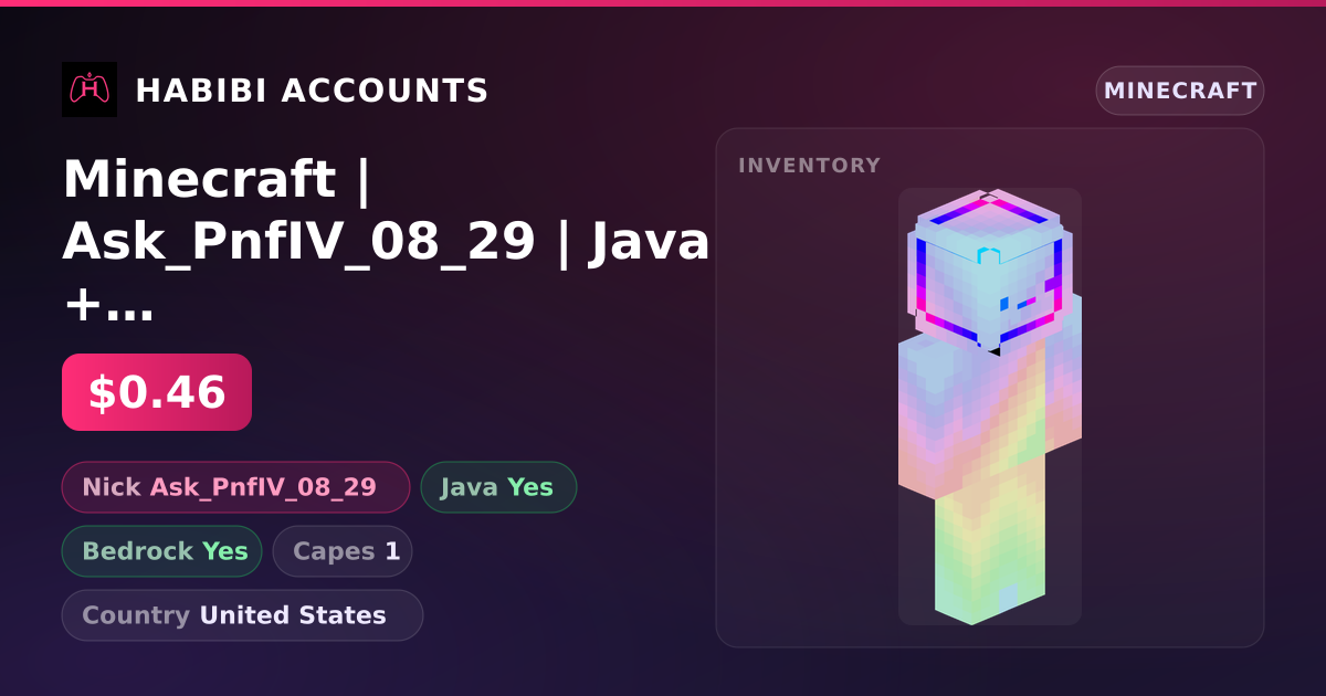 Minecraft | Ask_PnfIV_08_29 | Java + Bedrock | 1 Capes — HabibiAccounts